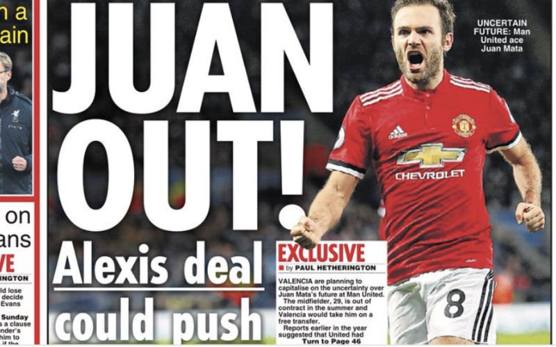 Brits tabloid pakt uit: 'Juan Mata plots weg bij Man United'
