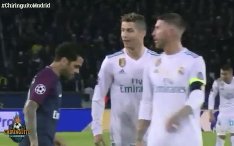 Iedereen geschokt door wat Dani Alves hier met Ronaldo doet (Video)