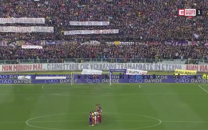 Eerste wedstrijd van Fiorentina na overlijden Astori staat bol van emotie (Video)