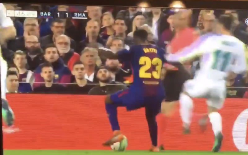 Bale ontsnapt aan rood na deze verschrikkelijke overtreding op Umtiti (Video)