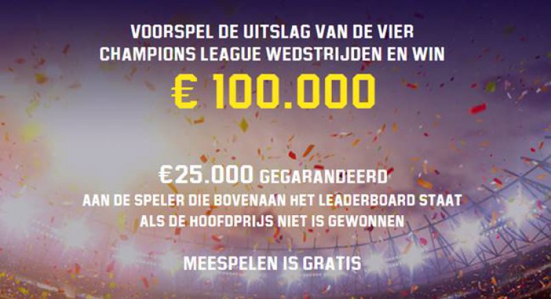 Voorspel de CL-wedstrijden correct en win 100.000 euro!